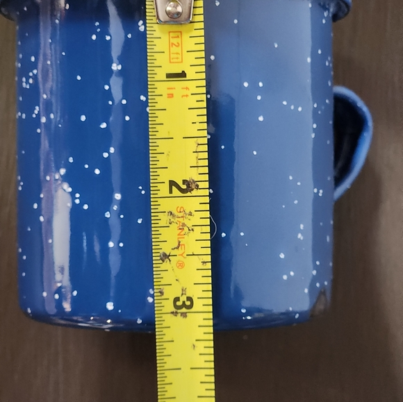 Vintage Blue Enamelware Small Baking Pan and Cup Camping - Picture 6 of 9
